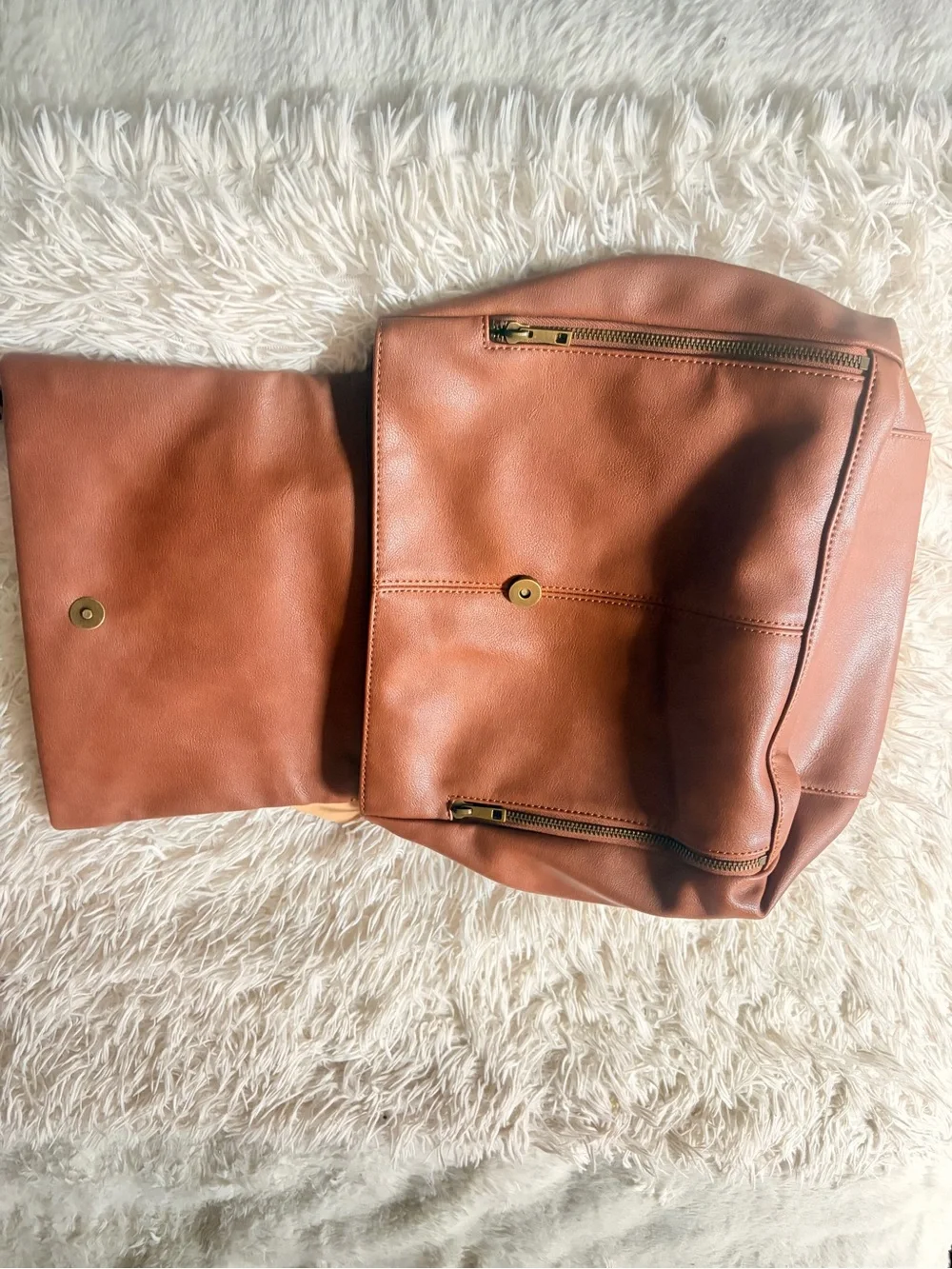 Frye Cognac Leather Fold-Over Backpack